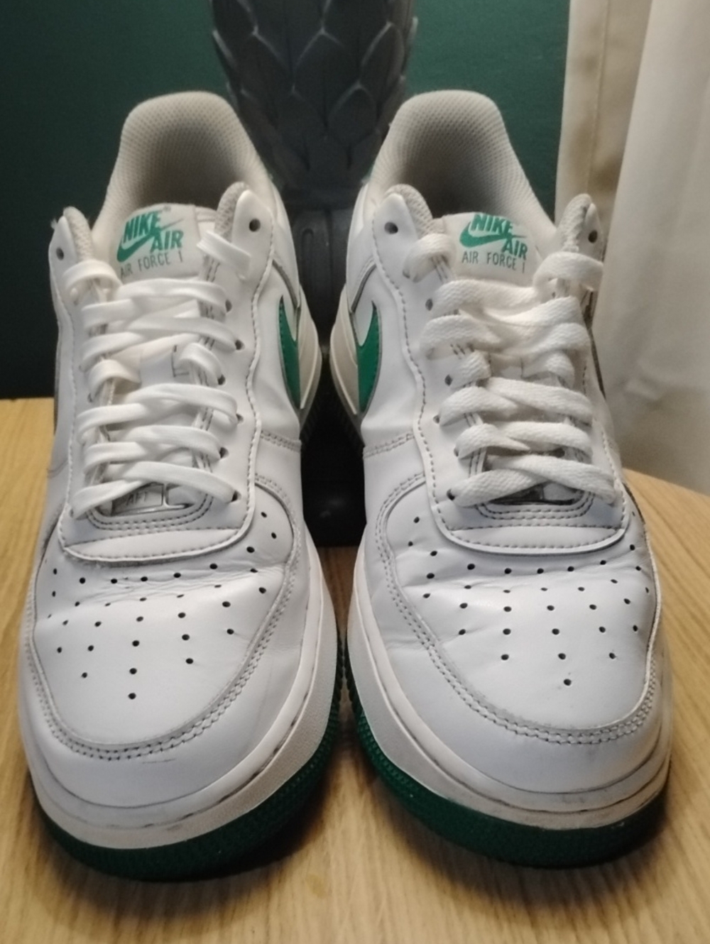 Nike White and Green Air Force 1 Low - Men's Sneakers